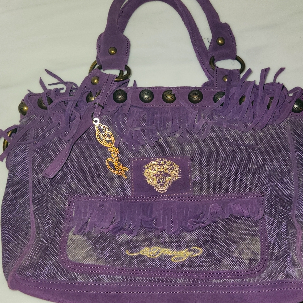 Ed Hardy Purple Fringed Purse